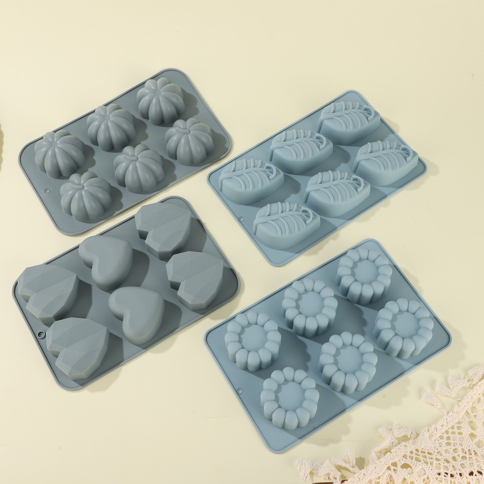 Blue silicone baking molds