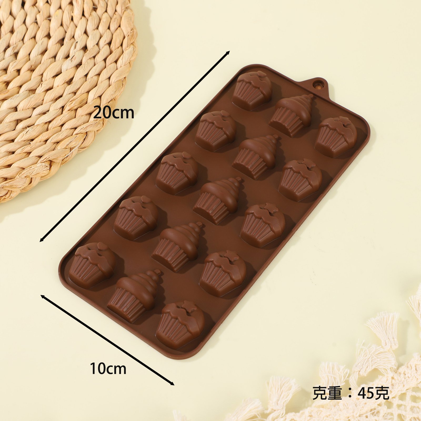 Buyer comparing silicone chocolate mold samples