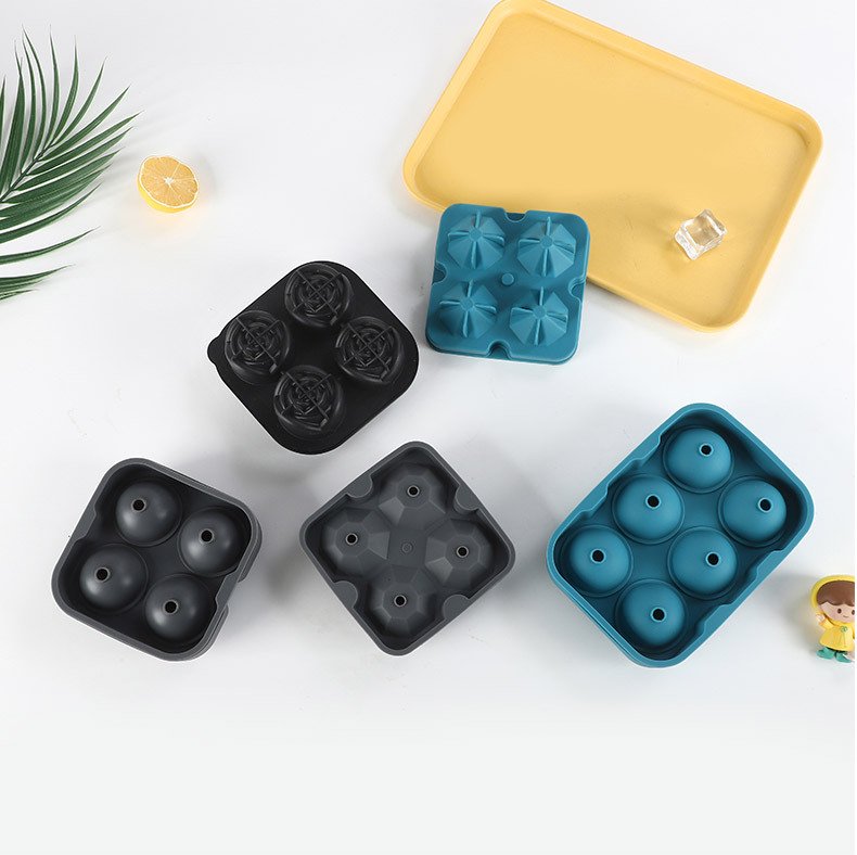 Flexible silicone tray with ice cube cavities
